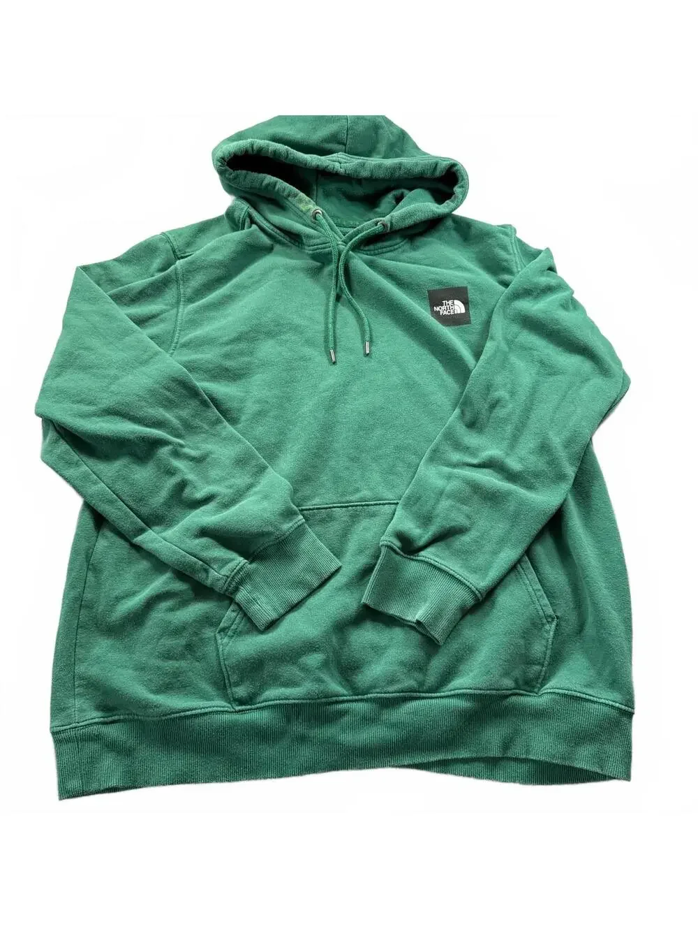 The North Face Mens XL Box Logo Pullover Hoodie Green Sweatshirt Distressed